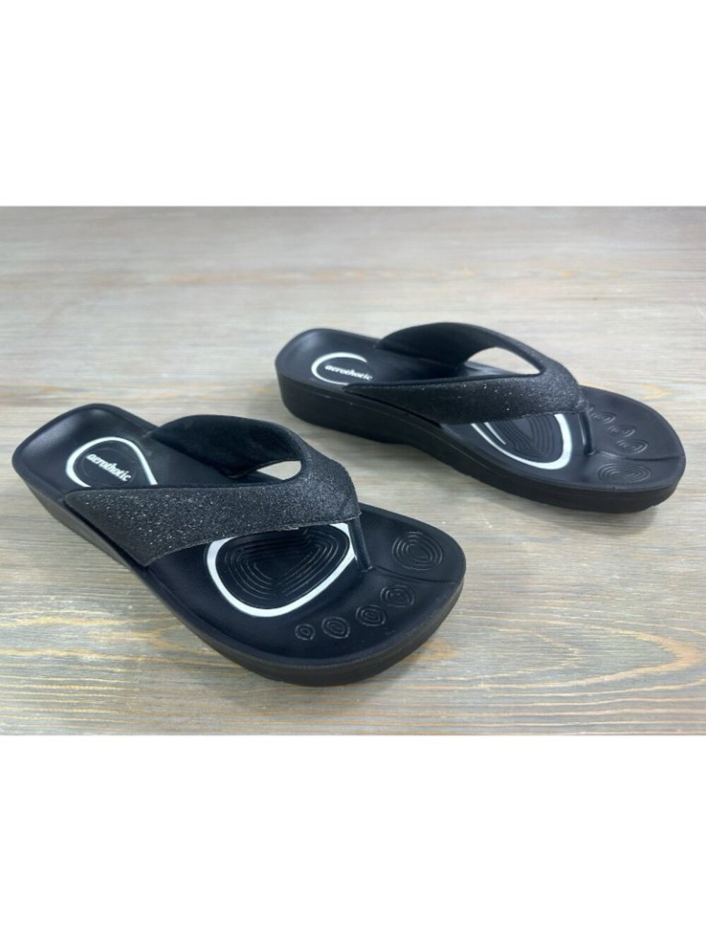 Aerothotic Crystal Mist Glitter Black Sandal Womens  9 - Picture 2 of 6